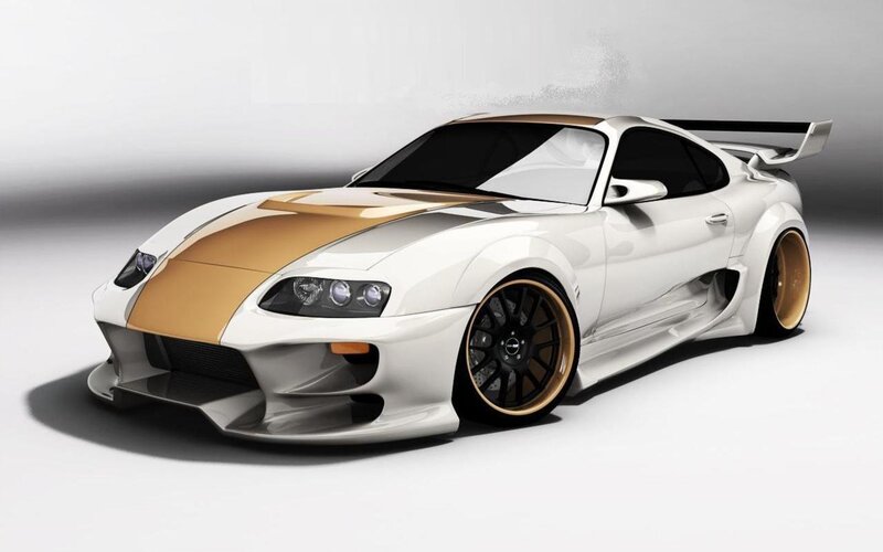 White and Gold Sports Car — Neutral