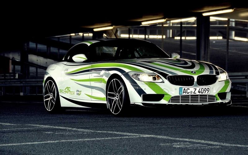 white and green BMW Z4