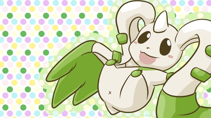 White and Green Creature — Playful