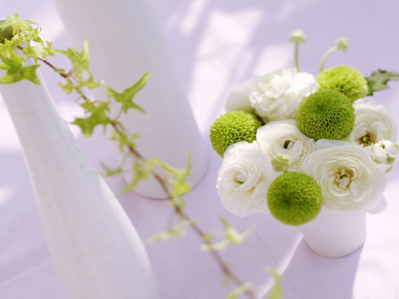 White and green floral arrangement