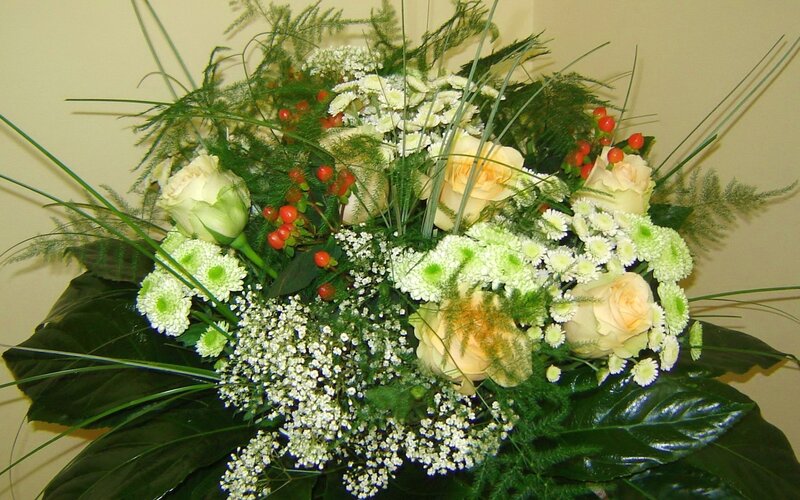 white and green flower bouquet
