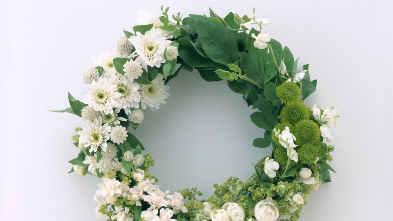 White and Green Flower Wreath
