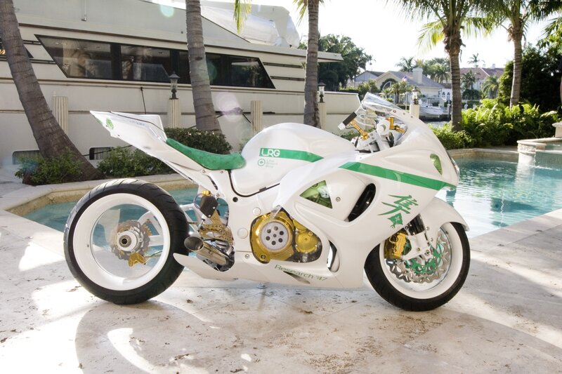 White and green sport motorcycle
