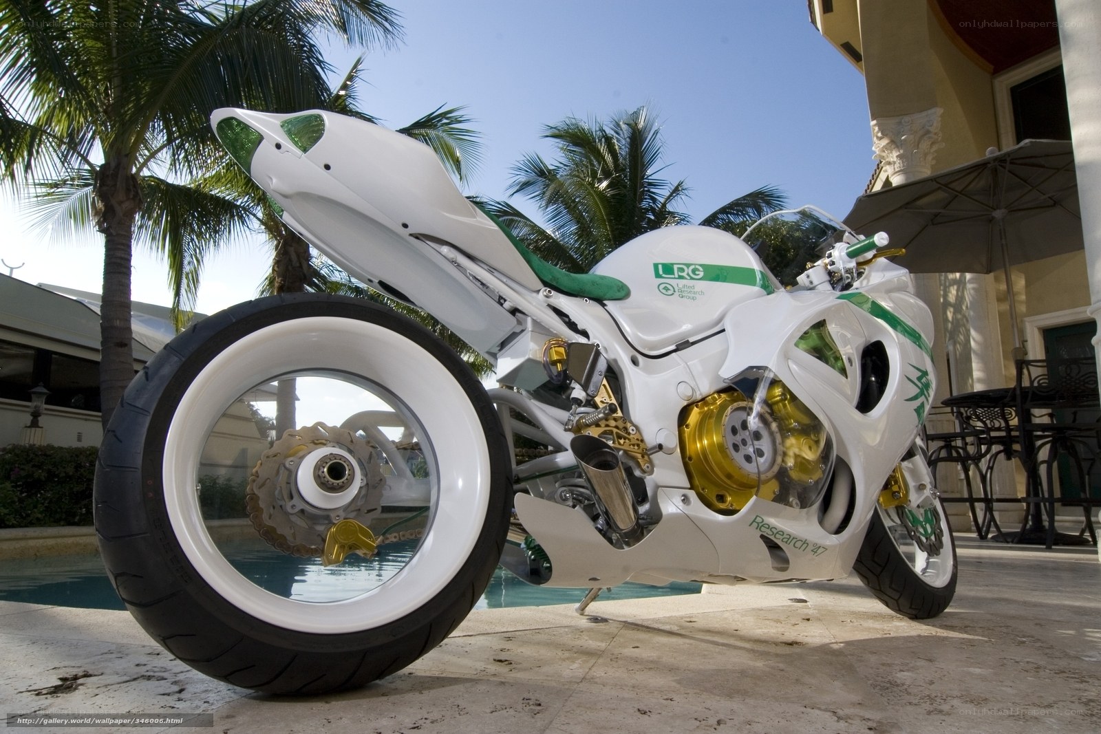 White and green sport motorcycle