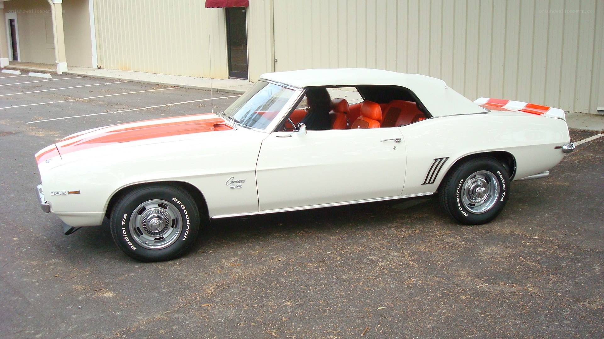 White and orange classic convertible