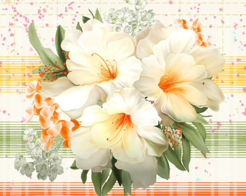 White and Orange Flowers — Calm, Illustration