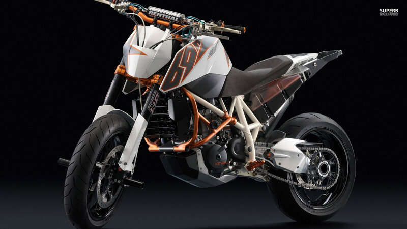 White and Orange Motorcycle — Black, Dramatic