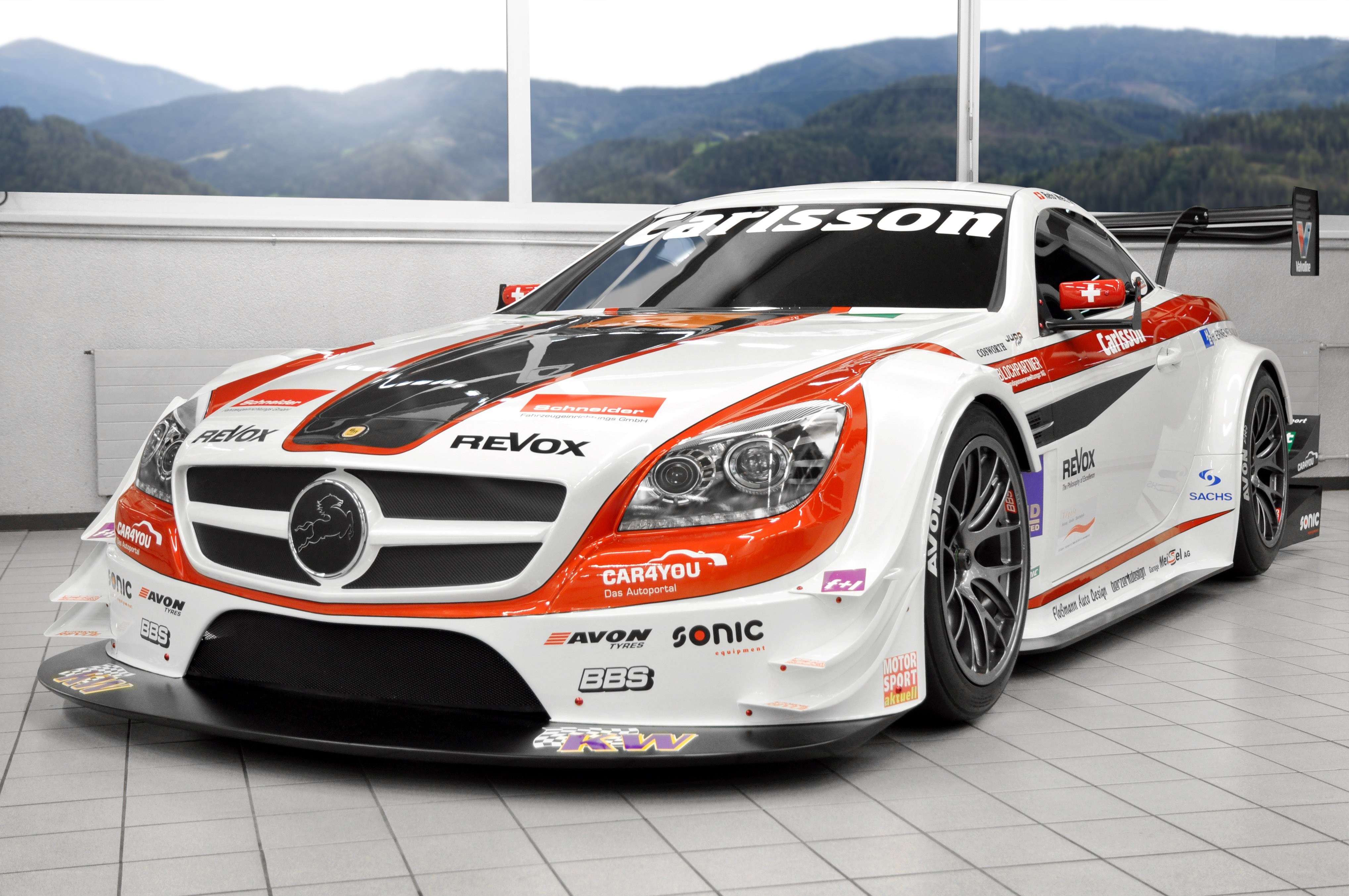white and orange race car