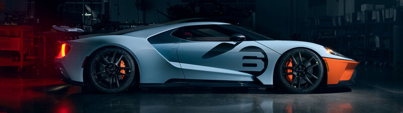 White and Orange Race Car — Dramatic, Night