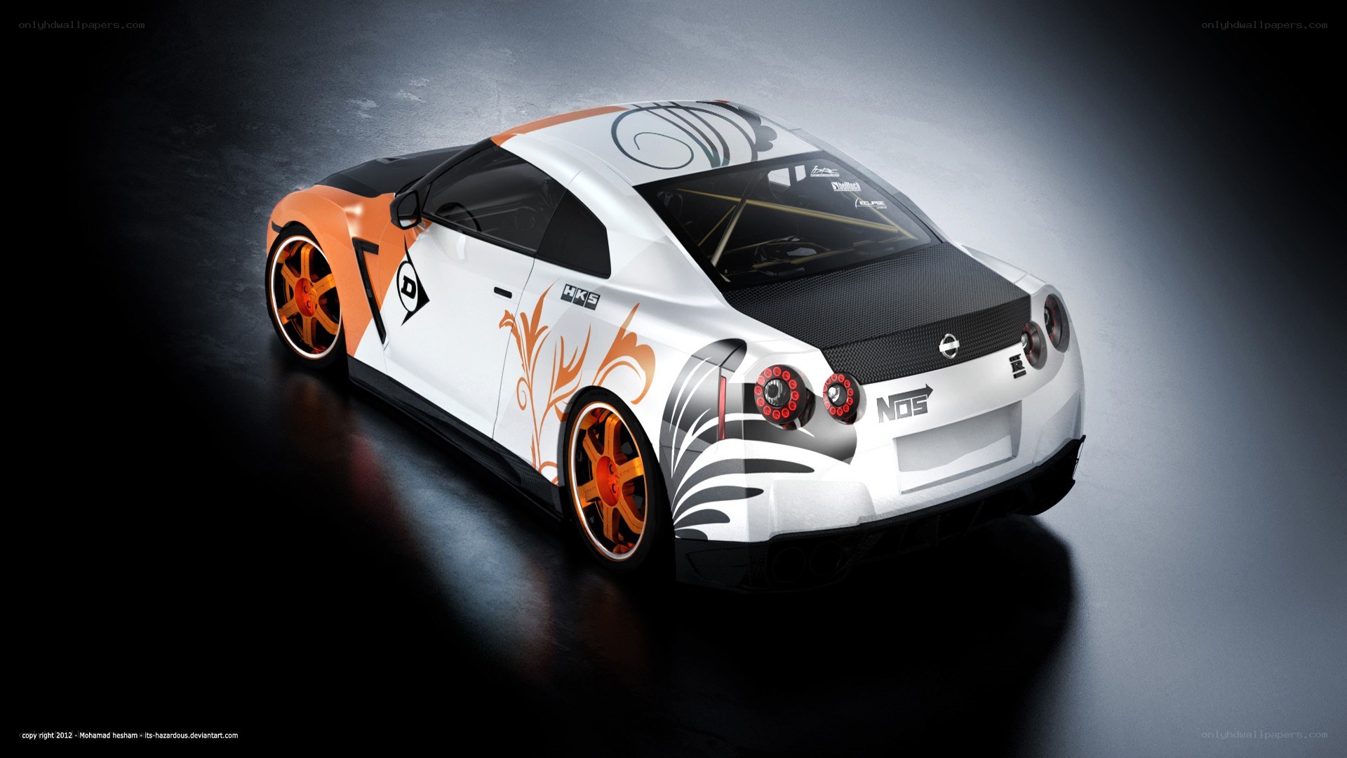 white and orange race car