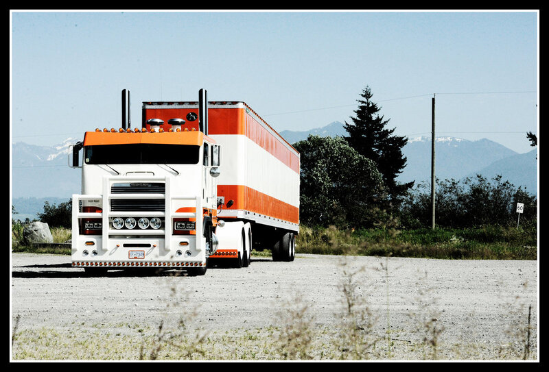 White and Orange Semi-truck — Serene