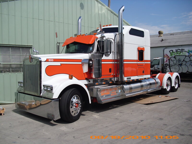 White and Orange Semi-truck