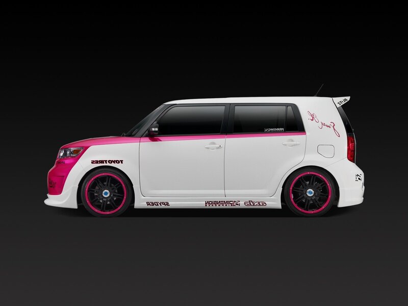 white and pink modified car