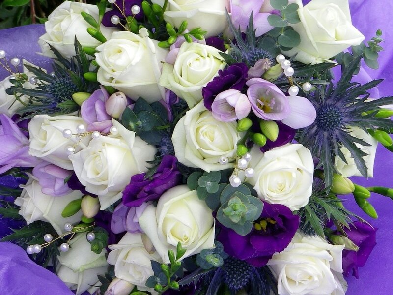 White and Purple Flower Bouquet — Elegant