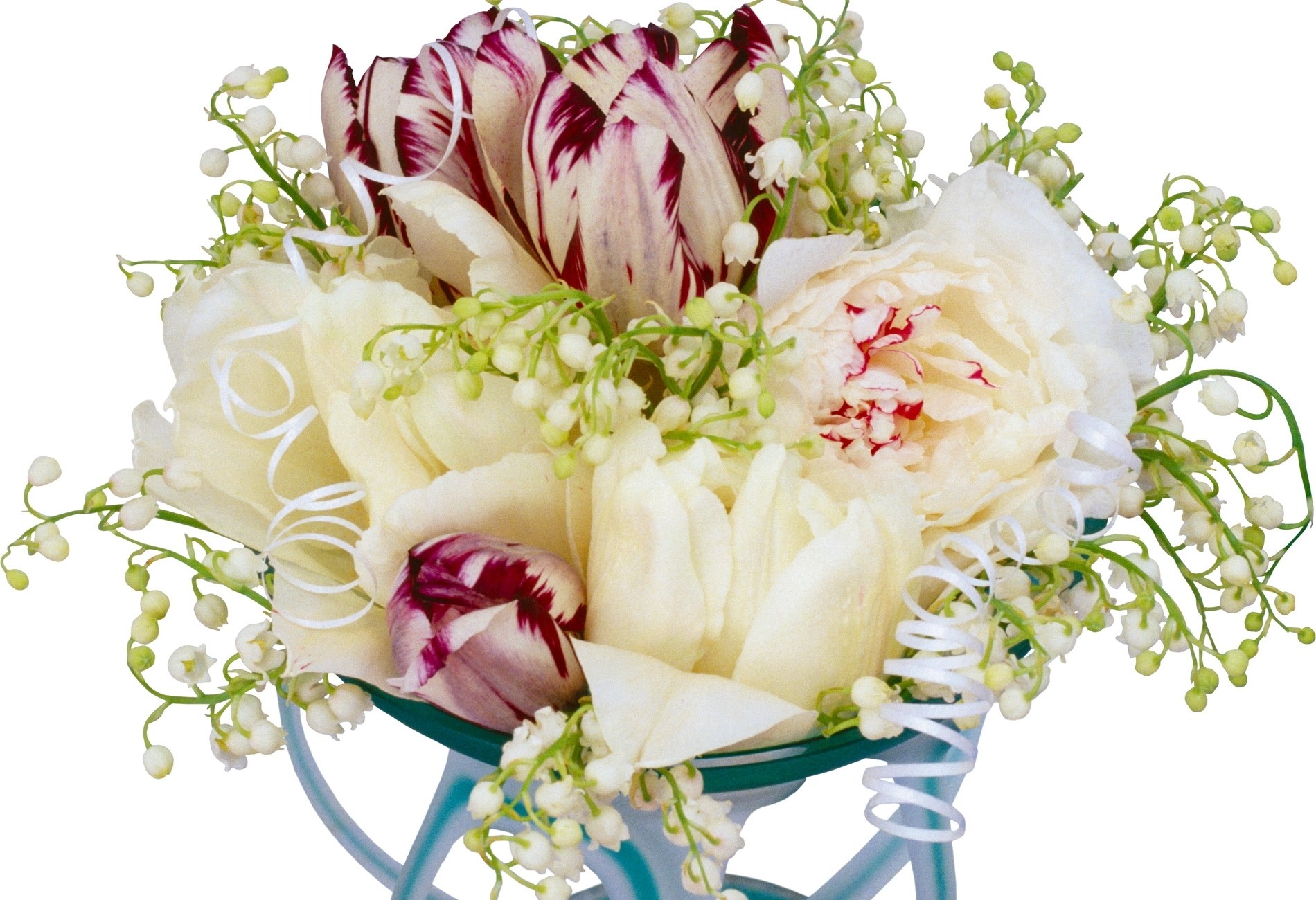 white and purple flower bouquet