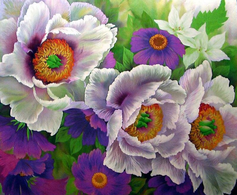 White and Purple Flowers — Vibrant