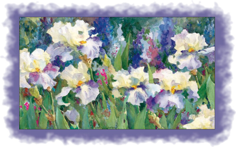 White and Purple Irises — Green