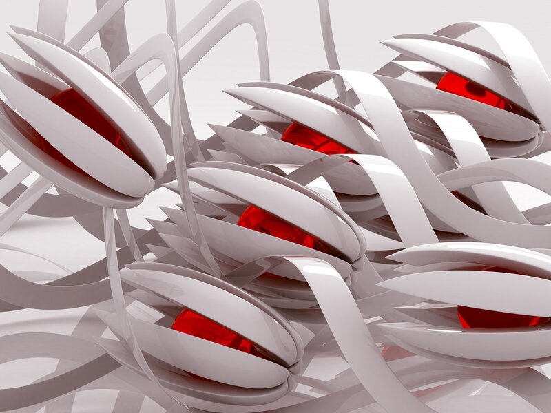 White and Red Abstract Shapes