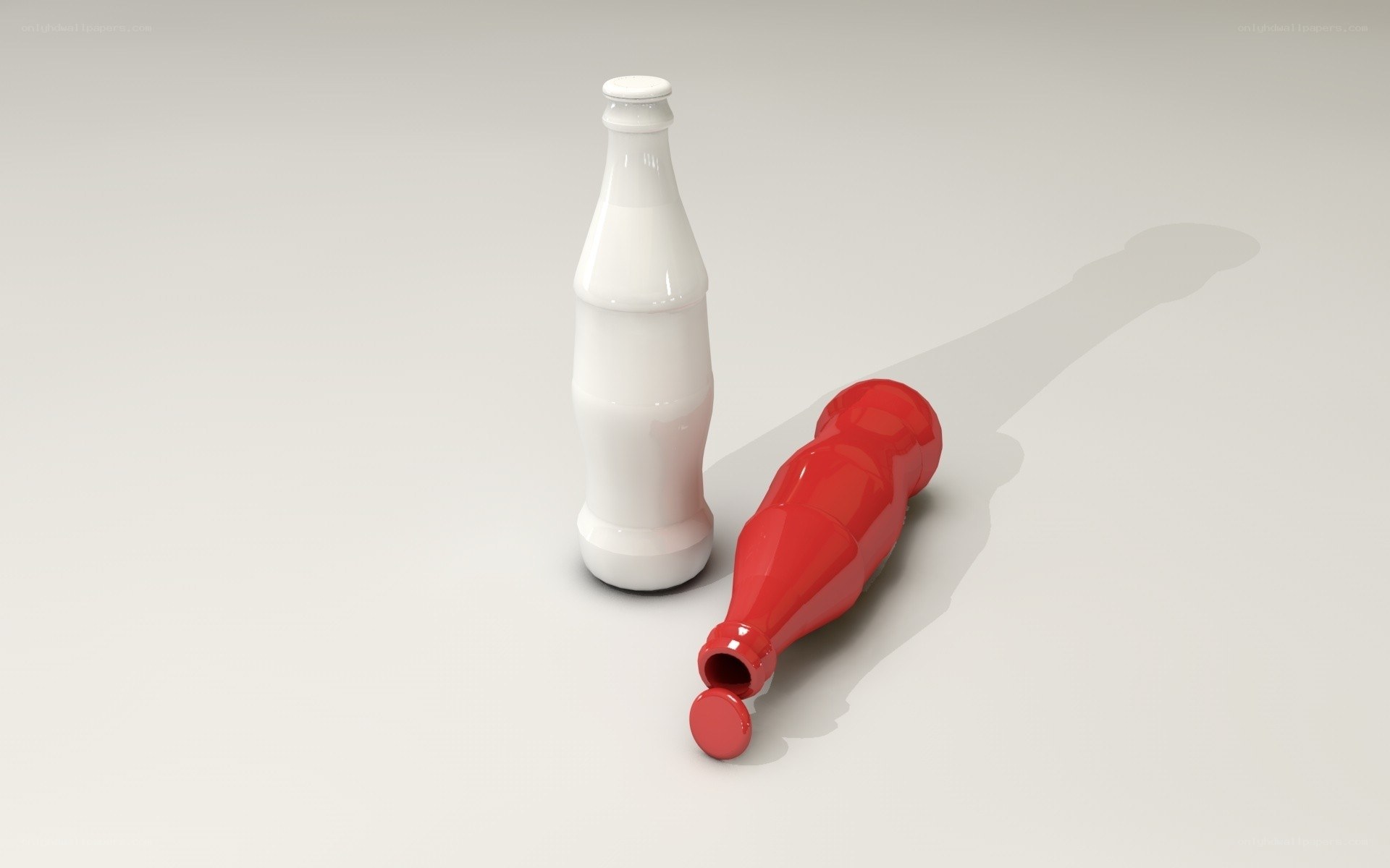 White and red bottles on white surface
