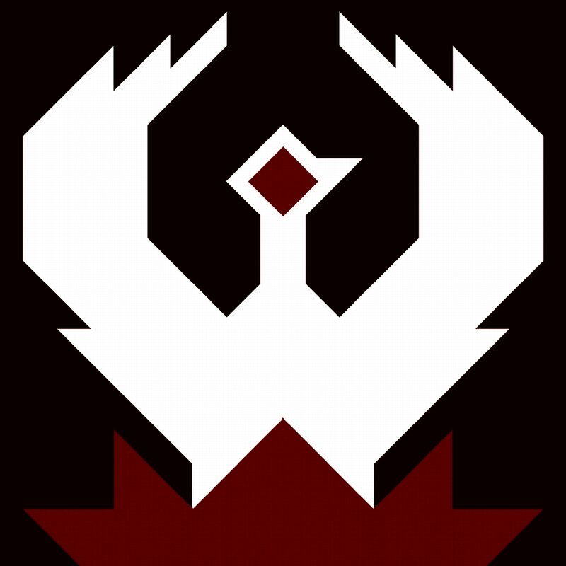 white and red geometric symbol