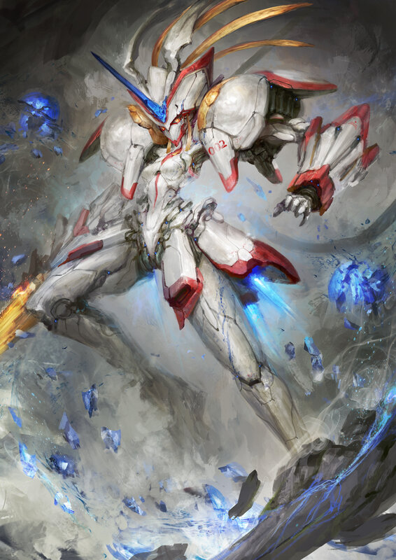 White and Red Mecha — Dramatic