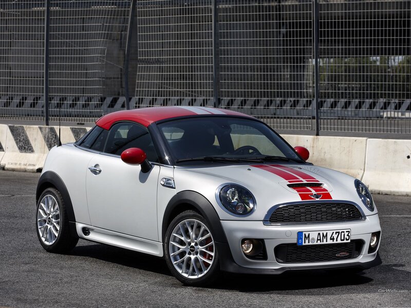white and red mini cooper