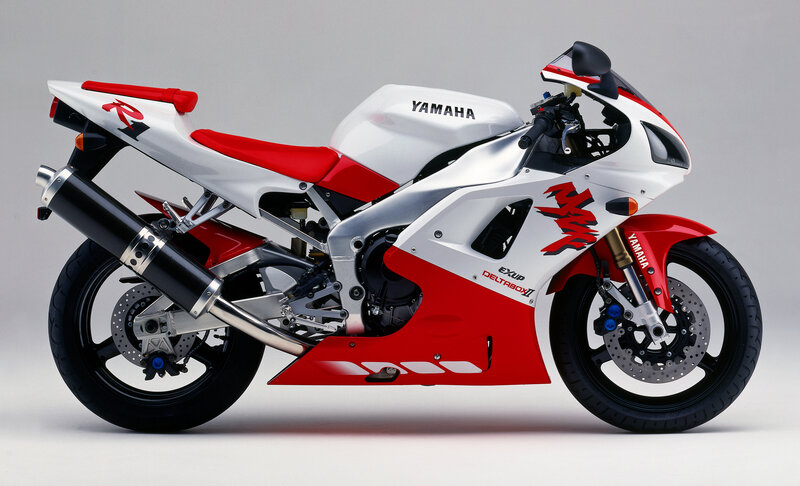 White and Red Motorcycle — Neutral, Photograph, Seat, Exhaust, Front Wheel