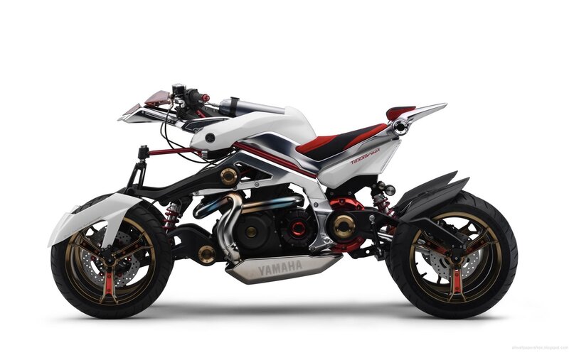 White and Red Motorcycle — Neutral, Photograph, Seat, Exhaust, Wheels
