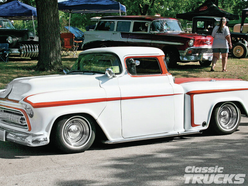 White and Red Pickup Truck