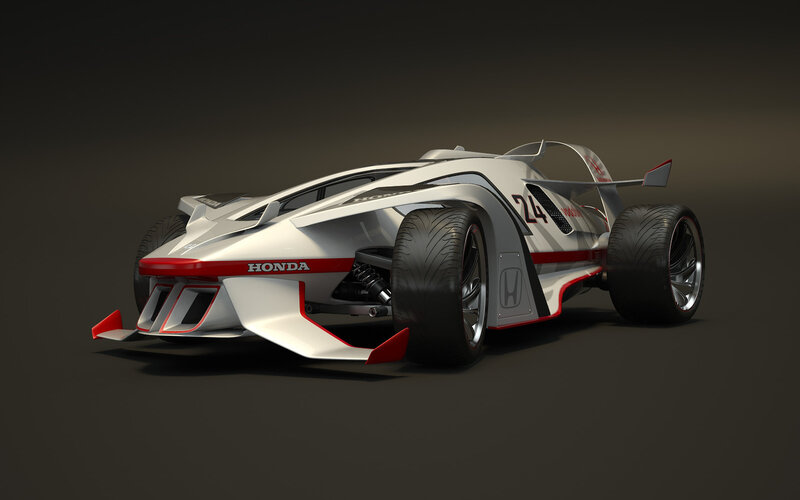 White and Red Race Car — Dramatic