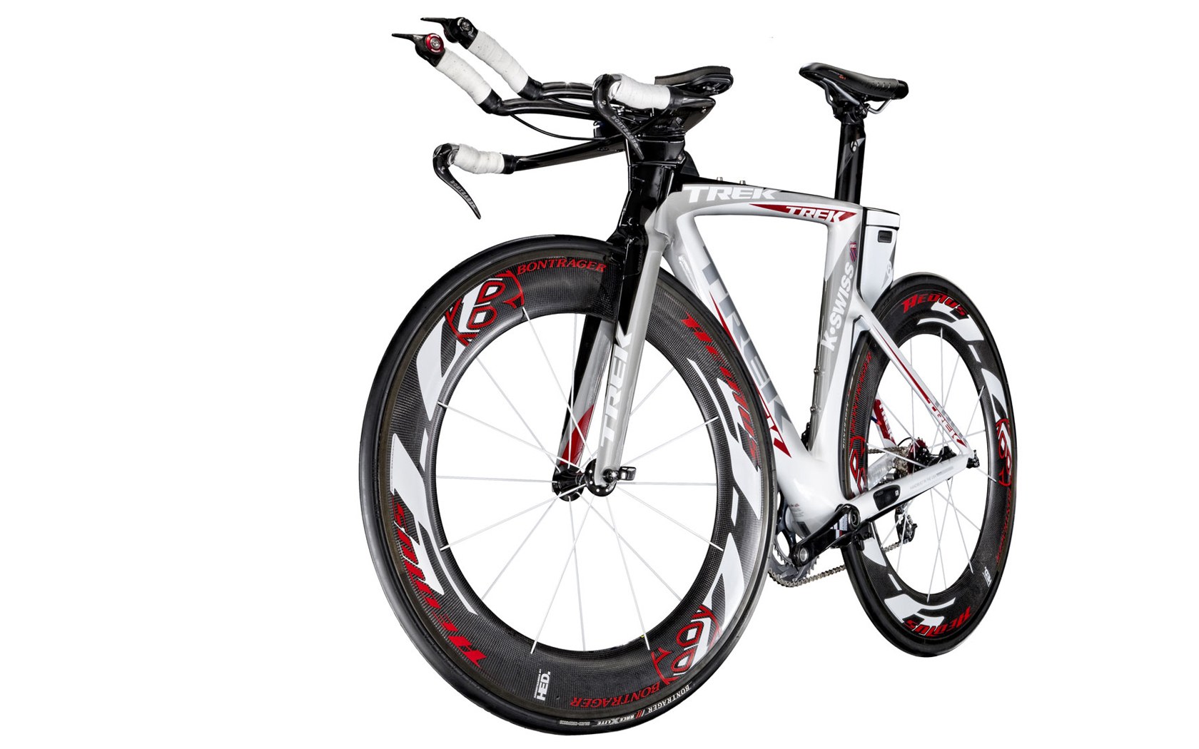 white and red racing bicycle