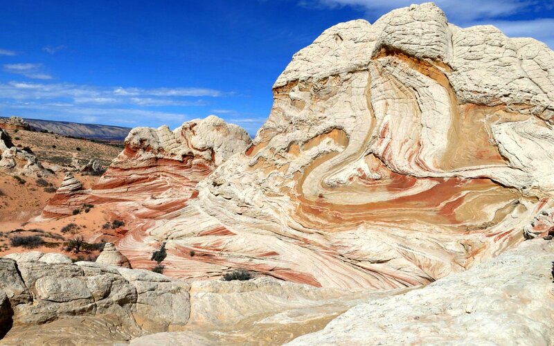 White and Red Rock Formations — Blue