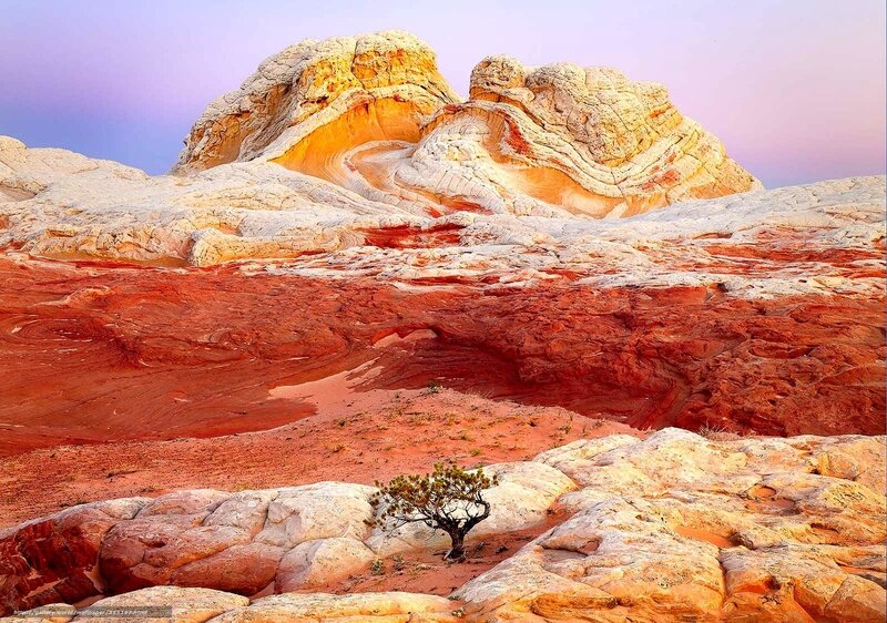 White and red rock formations