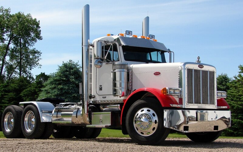 White and Red Semi-truck — Calm