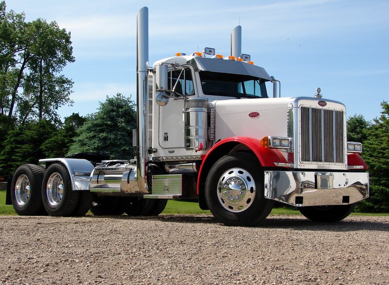 White and Red Semi-truck