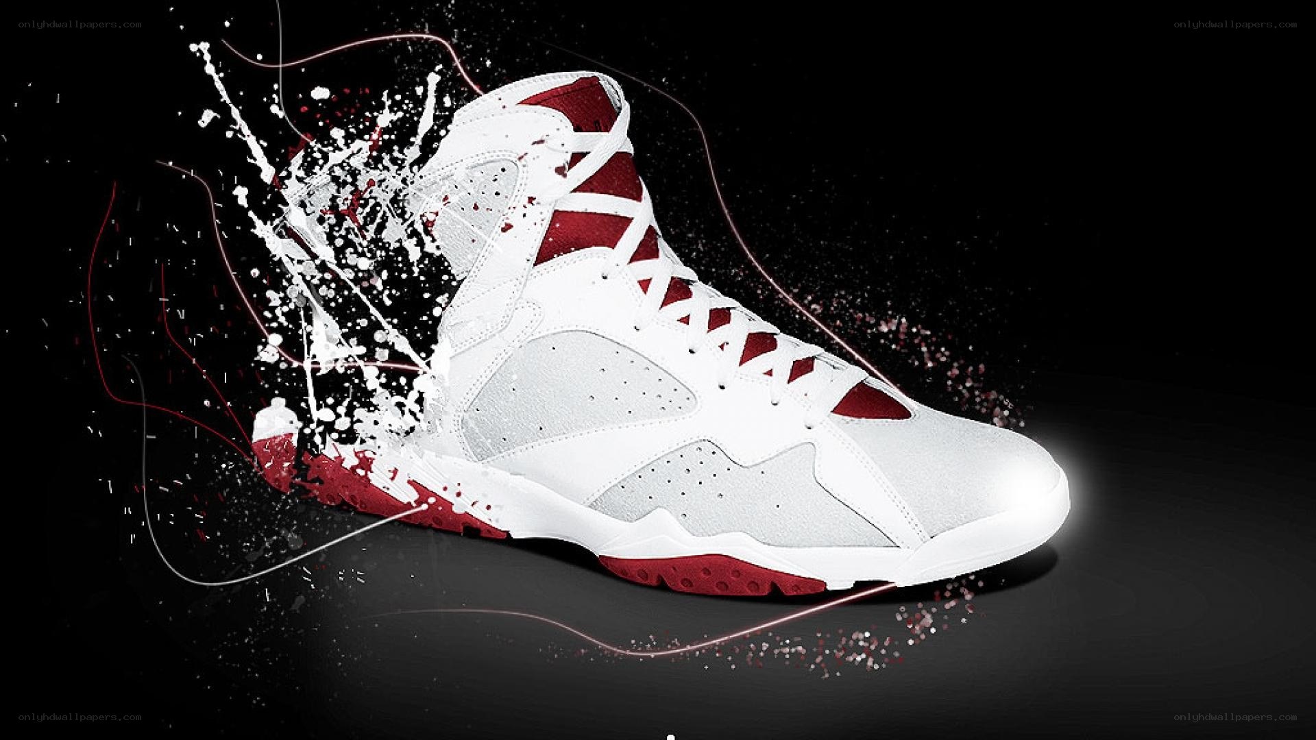 white and red sneaker with paint splatter