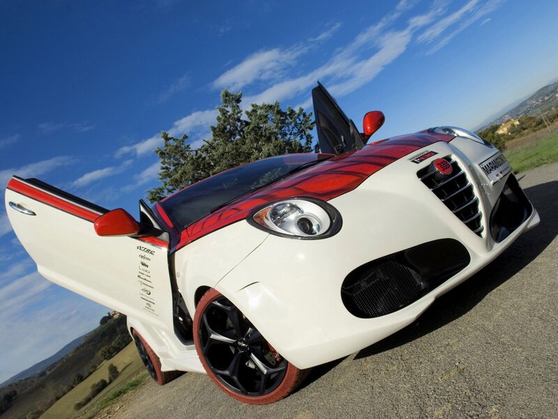 white and red sports car