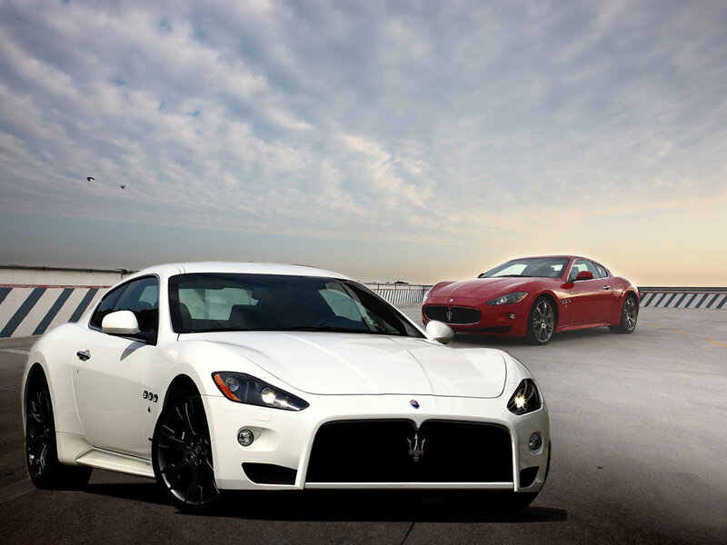 White and Red Sports Cars — Dramatic