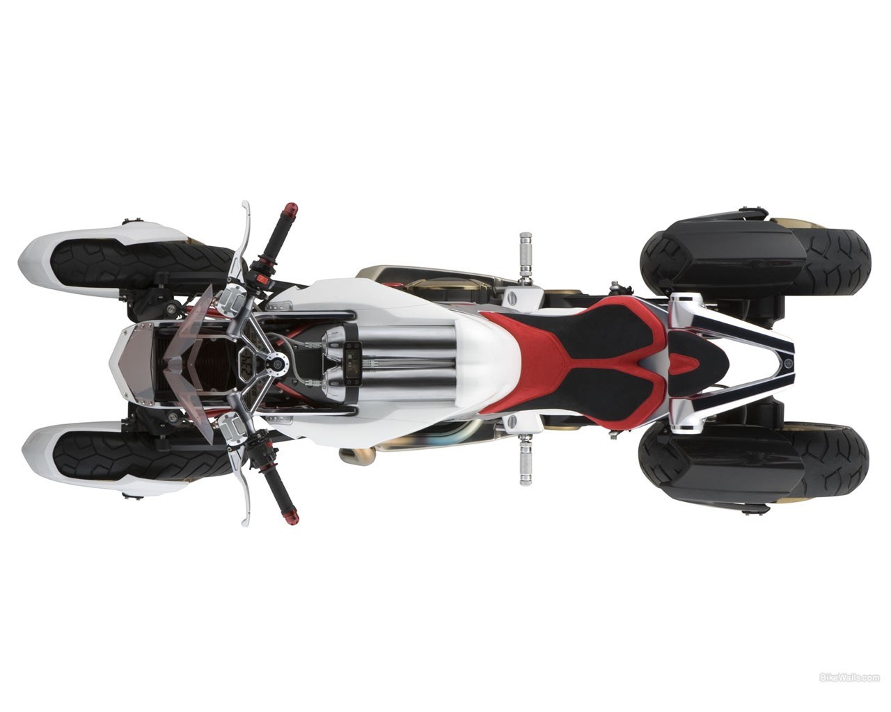 white and red three-wheeled motorcycle