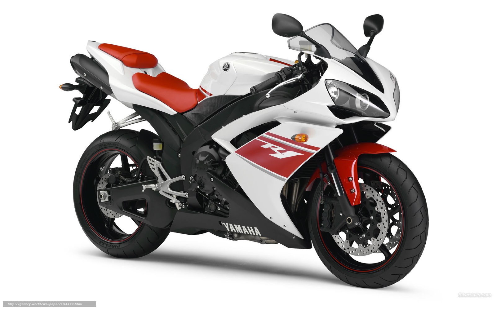 White and red Yamaha sport motorcycle