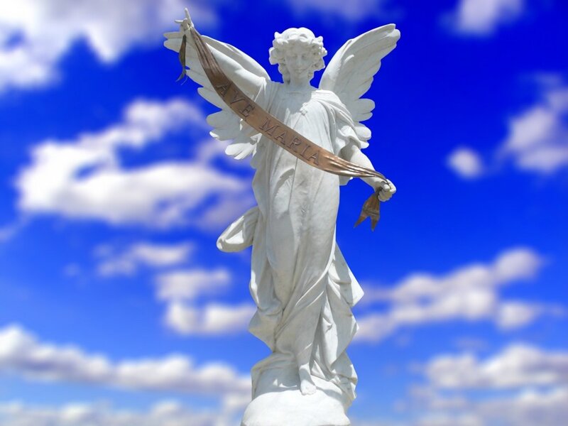 White Angel Statue — Blue