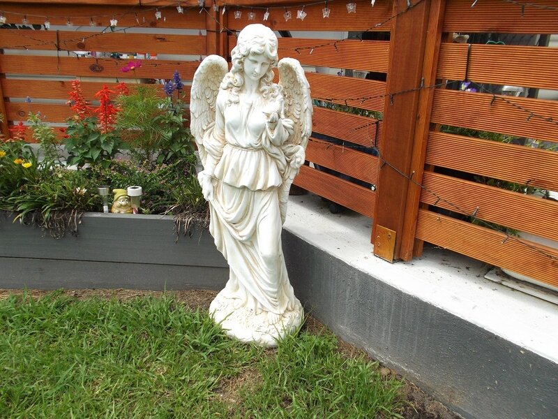 White Angel Statue — Serene, Afternoon, Photograph, Garden