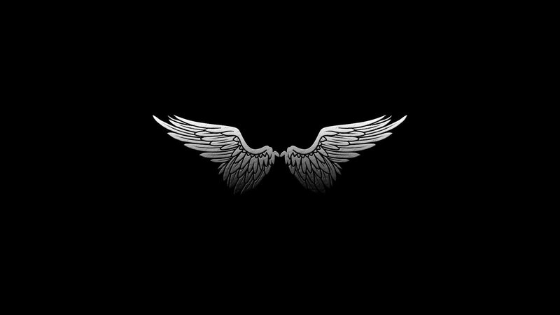 White Angel Wings — Black, Minimalist