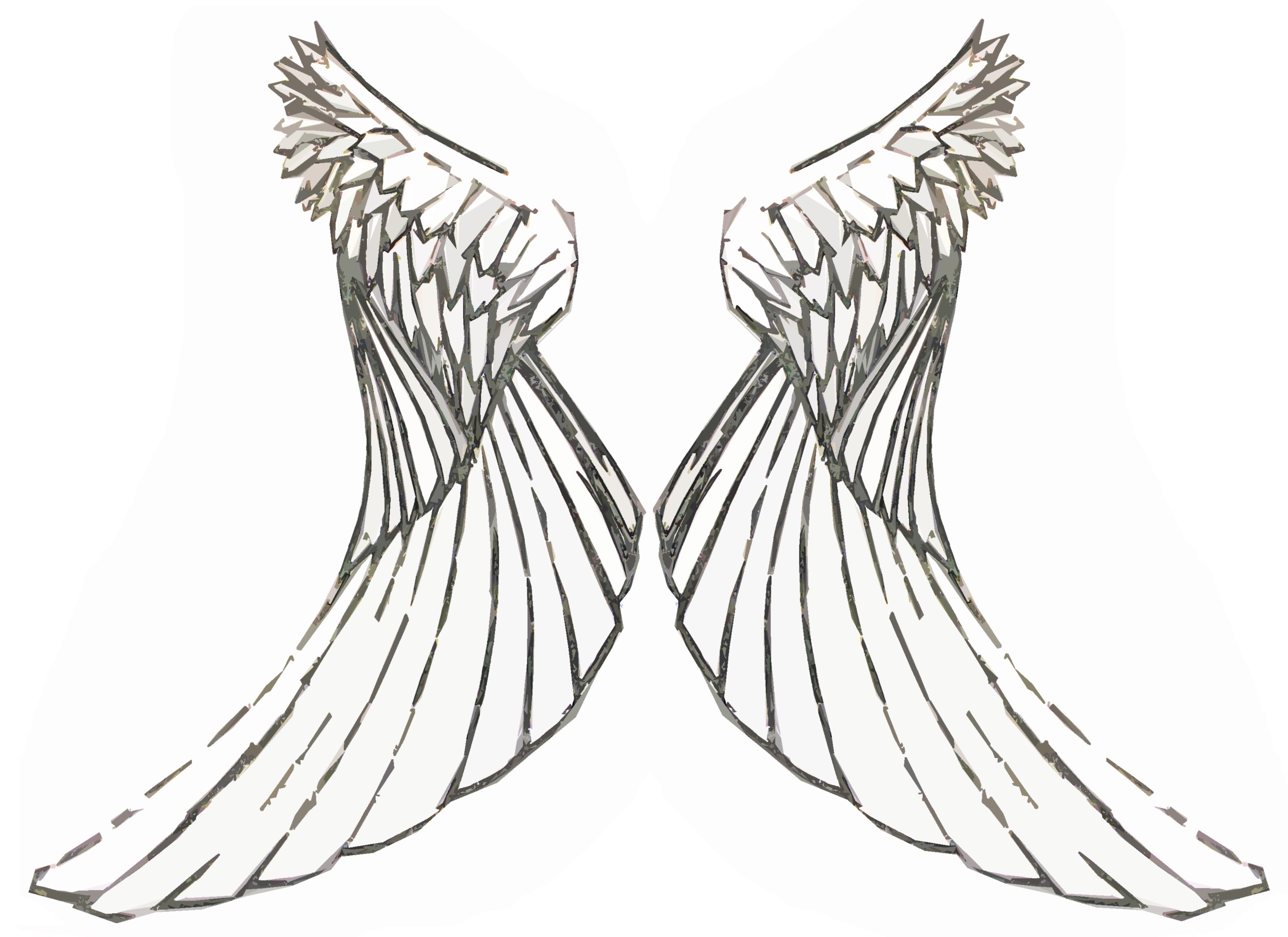 white angel wings drawing