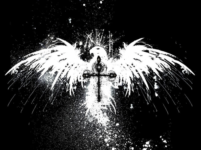 white angel with cross
