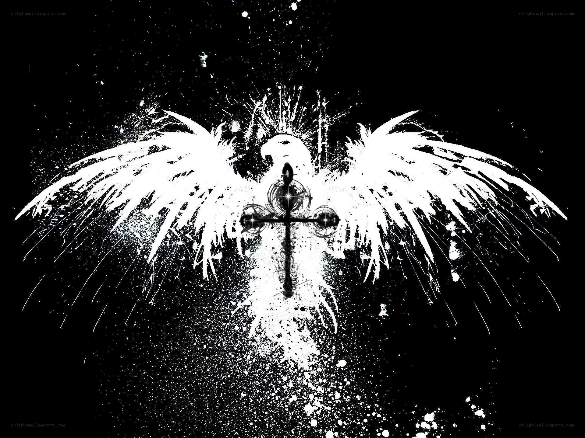 white angel with cross