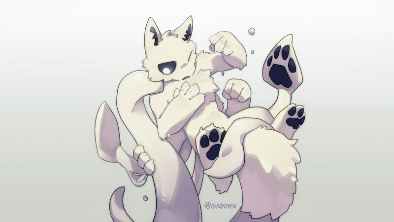 White Anthropomorphic Fox — Playful