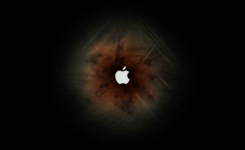 White Apple Logo — Black, Dramatic, Digital Art