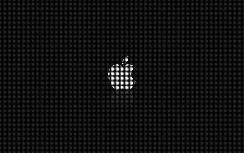 White Apple Logo — Black, Minimalist, Digital Art
