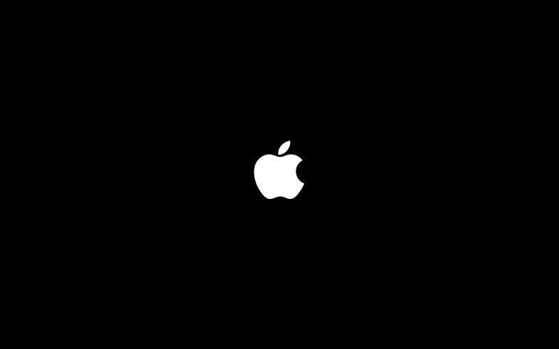 White Apple Logo — Black, Minimalist, Vector Art